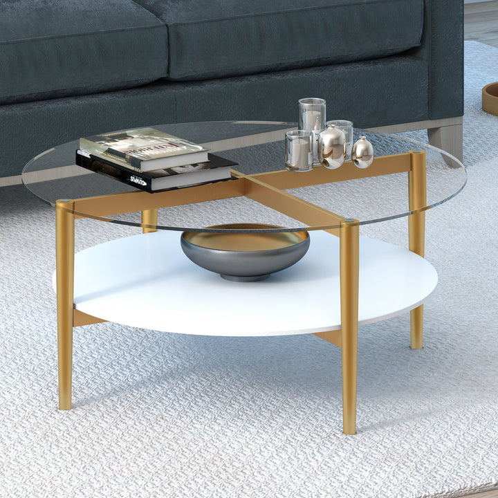 Otto 4 Legs Coffee Table with Storage Wade Logan® Table Base Color: White