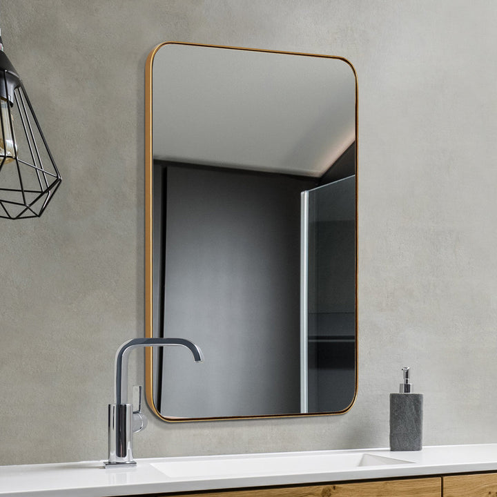 Markhai Modern Accent Mirror Orren Ellis Size: 36" x 24" Finish: Dark Champagne