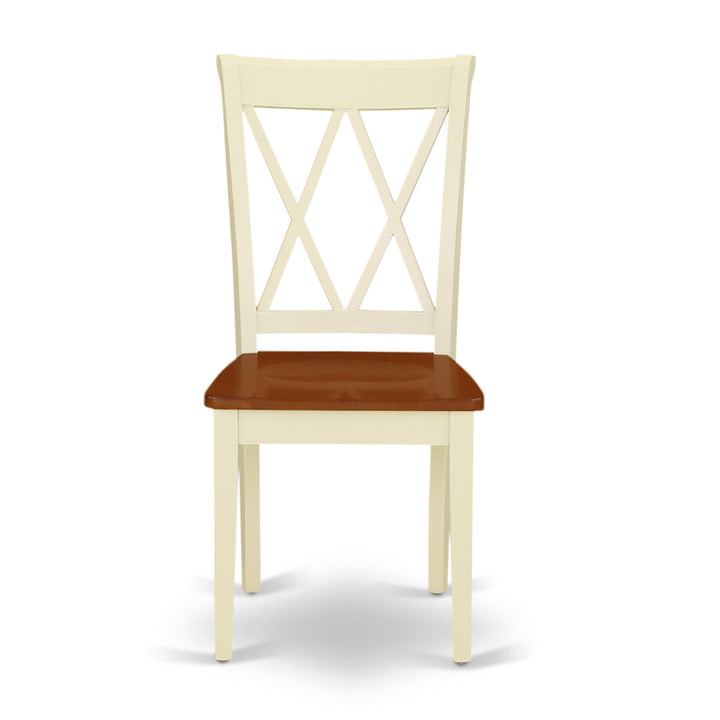 Letitia Solid Wood Double X-Back Side Chair (Set of 2) Lark Manor™ Color: Buttermilk/Cherry
