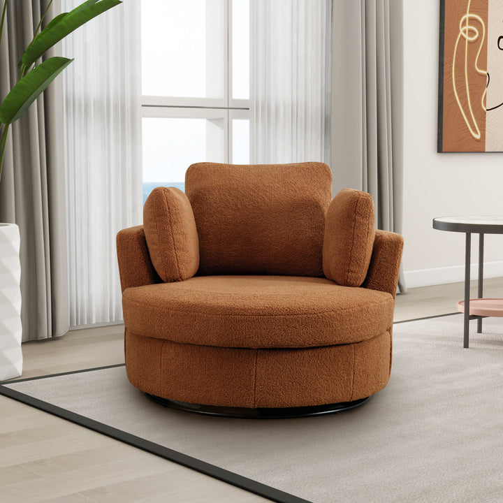 42" Wide Slipcovered Swivel Barrel Chair Latitude Run® Body Fabric: Caramel Boucle