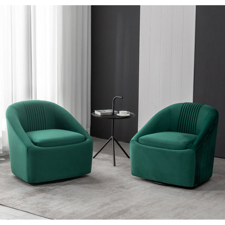 Arrun 28" W Velvet Swivel Barrel Chair (Set of 2) Wade Logan® Fabric: Green Velvet