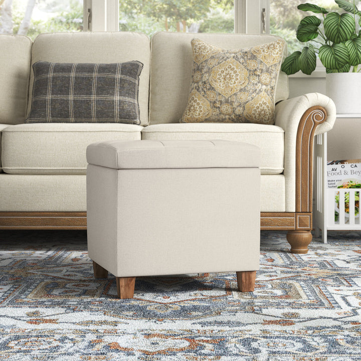 Ana 17.5" Wide Tufted Square Storage Ottoman Andover Mills™ Body Fabric: Cream