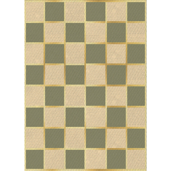 Checkered Wool Green/Ivory Area Rug East Urban Home Rug Size: Rectangle 8' x 10'