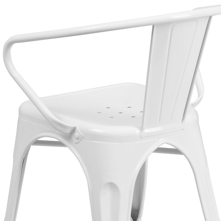 Hucheson Metal Indoor-Outdoor Chair with Arms Flash Furniture Seat Finish: White