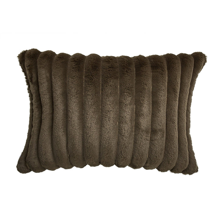 Faux Fur Lines Rectangular Pillow Cover & Insert WARISI Color: Dark Coffee