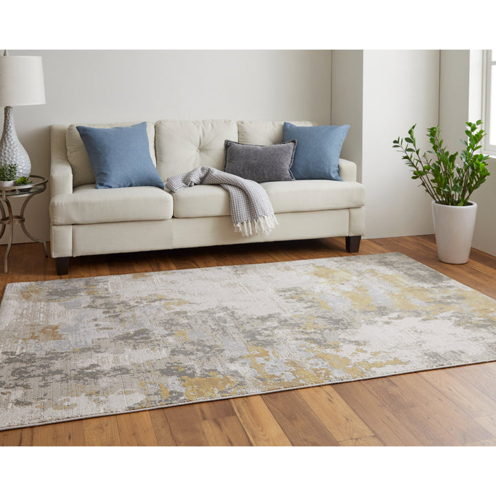 Annya Modern Abstract Power Loom Gold/Birch Rug Lark Manor™ Rug Size: Rectangle 8' x 11'