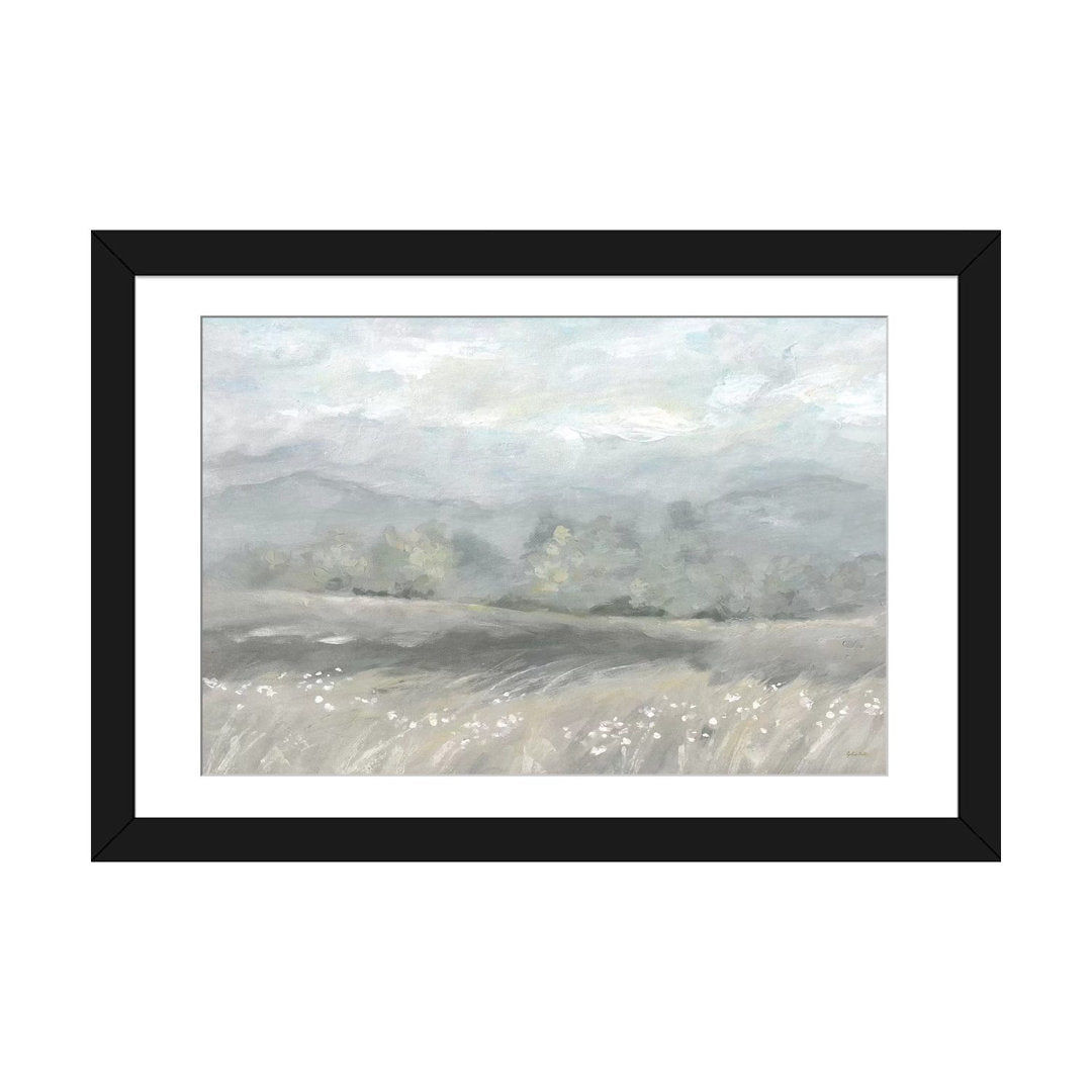 Country Meadow Landscape Neutral by Cynthia Coulter - Wrapped Canvas Painting Print East Urban Home Size: 16" H x 24" W x 1" D Format: Black Framed