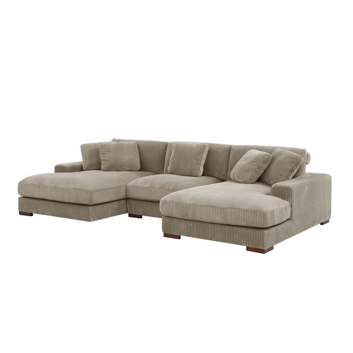 Cabbar 3-Piece Upholstered Sectional Wade Logan® Body Fabric: Camel Corduroy