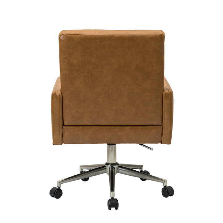 Auric Mid-Century Modern Vegan Leather Height-Adjustable Swivel Office Chair Wade Logan® Upholstery Color: Camel
