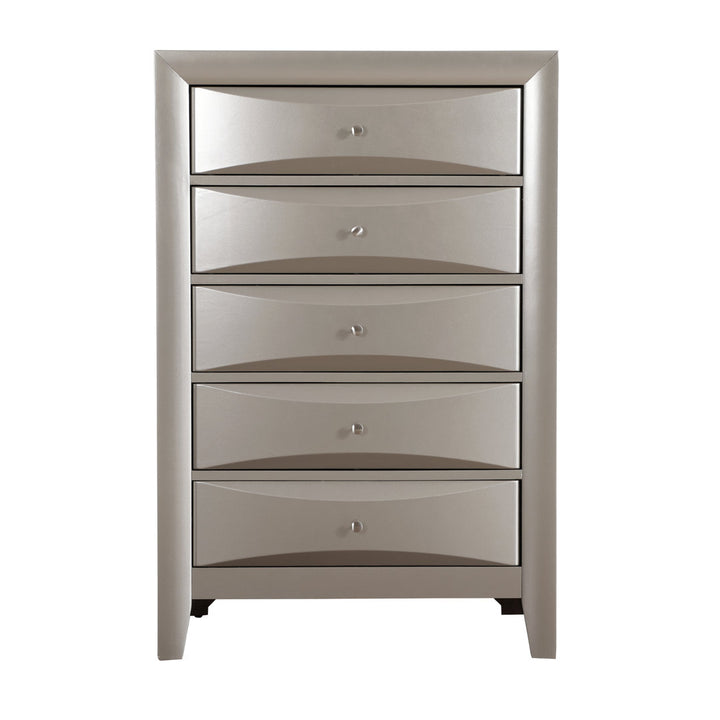 Marilla 5-Drawer Chest Glory Furniture Color: Silver