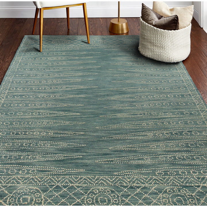 Gardea Geometric Handmade Tufted Wool Teal Area Rug Langley Street® Rug Size: Rectangle 3'6" x 5'6"