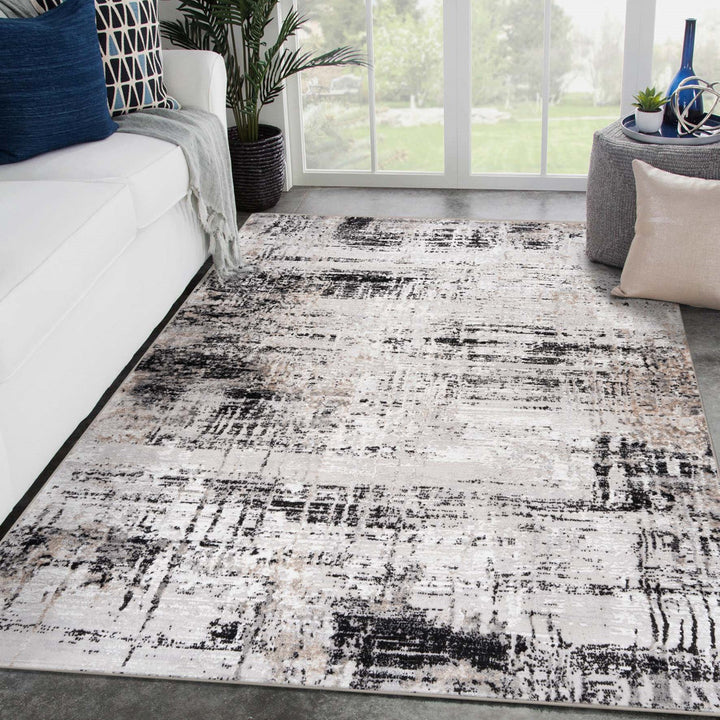 Kailianna Abstract Black/White Area Rug 17 Stories Rug Size: Rectangle 9' x 12'