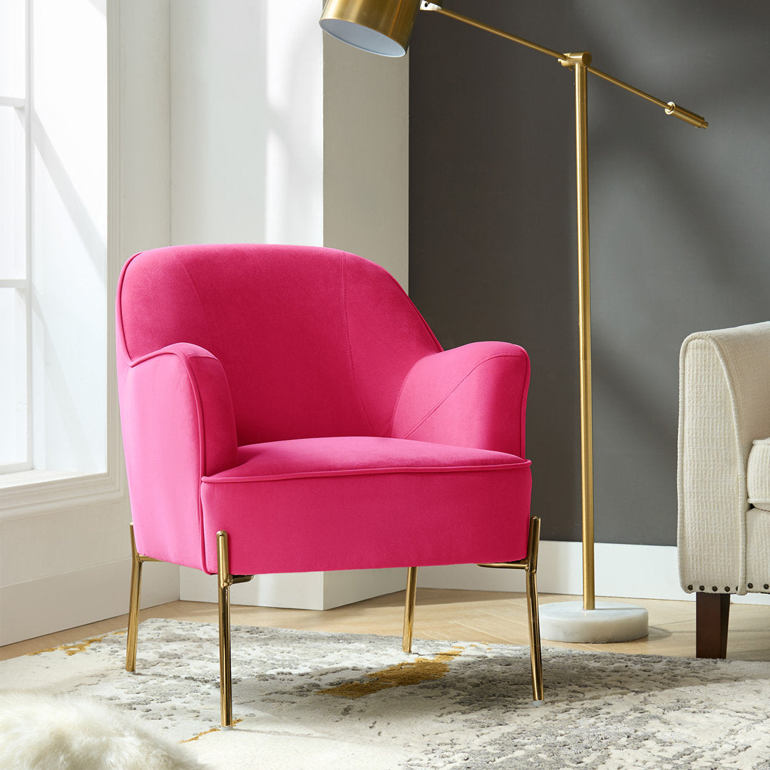 Cleo 26" Wide Contemporary Chair with Recessed Arms Etta Avenue™ Fabric: Fuchsia Velvet