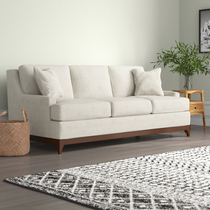 Madelyn 89" Recessed Arm Sofa Wayfair Custom Upholstery™ Fabric: Drusky Moonglow Sustain® Basketweave