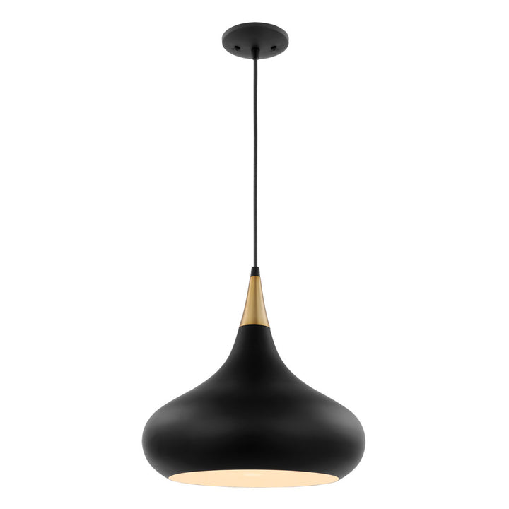 Braylon 1 - Light Single Teardrop Pendant Mercury Row® Size: 14" H x 14" W x 14" D Finish: Matte Black/Burnished Brass