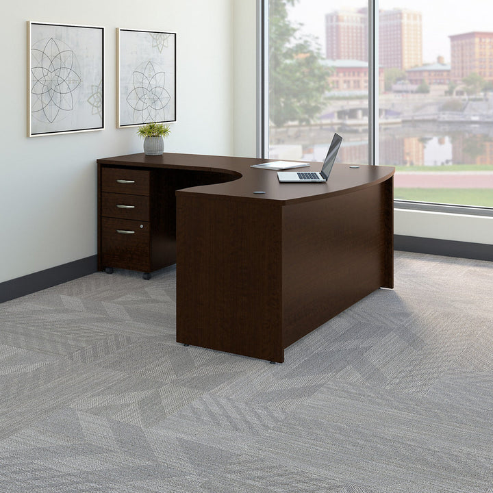 Series C L Shaped Desk with Mobile File Cabinet Bush Business Furniture Color: Mocha Cherry/Mocha Cherry Orientation: Left