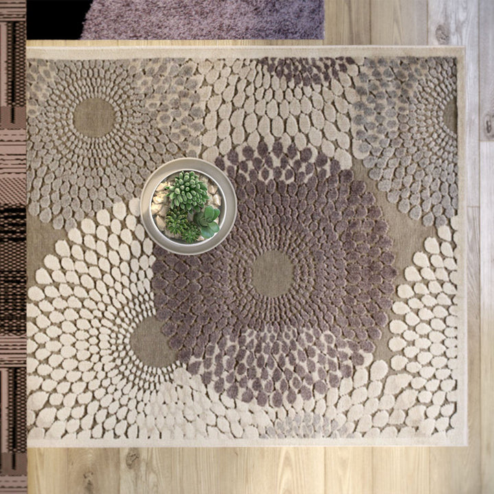 Cangelosi Geometric Gray/Ivory/Brown Area Rug Wade Logan® Rug Size: Rectangle 3'6" x 5'6"