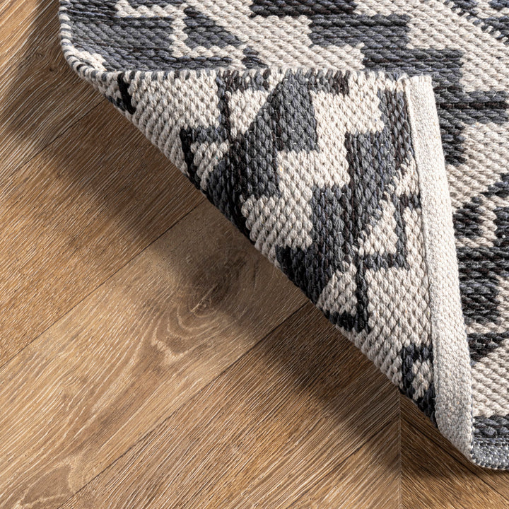 Kleiber Geometric Handmade Flatweave Cotton White/Gray Area Rug Foundry Select Rug Size: Rectangle 5' x 8'