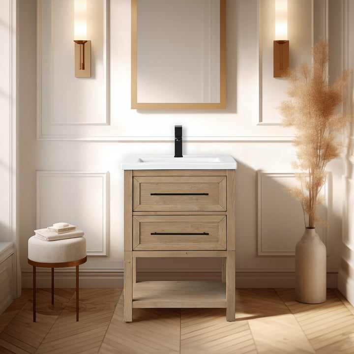 Bickley 24" Single Bathroom Vanity with Ceramic Top Beachcrest Home™ Base Finish: Fir Essence