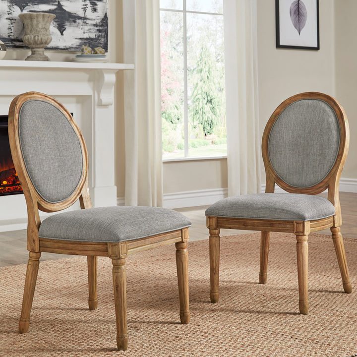 Libretto Linen Upholstered Side Chair (Set of 2) Kelly Clarkson Home Color: Gray Linen, Leg Color: Natural