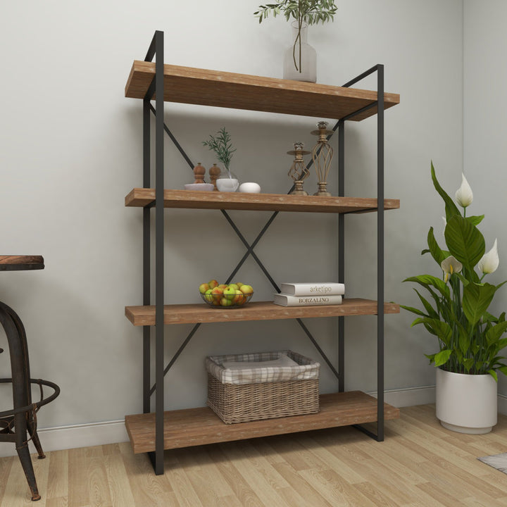 Wood 4 Shelves Storage Brown Shelving Unit 17 Stories