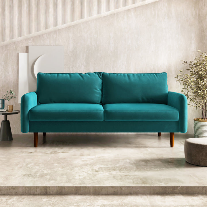 Anacapa 70" Velvet Round Arm Sofa Corrigan Studio® Fabric: Teal Blue Velvet