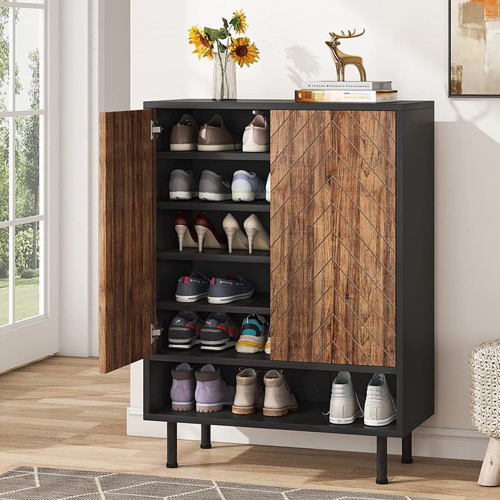 Modern 18 Pair Shoe Storage Cabinet Foundry Select Finish: Black/Brown