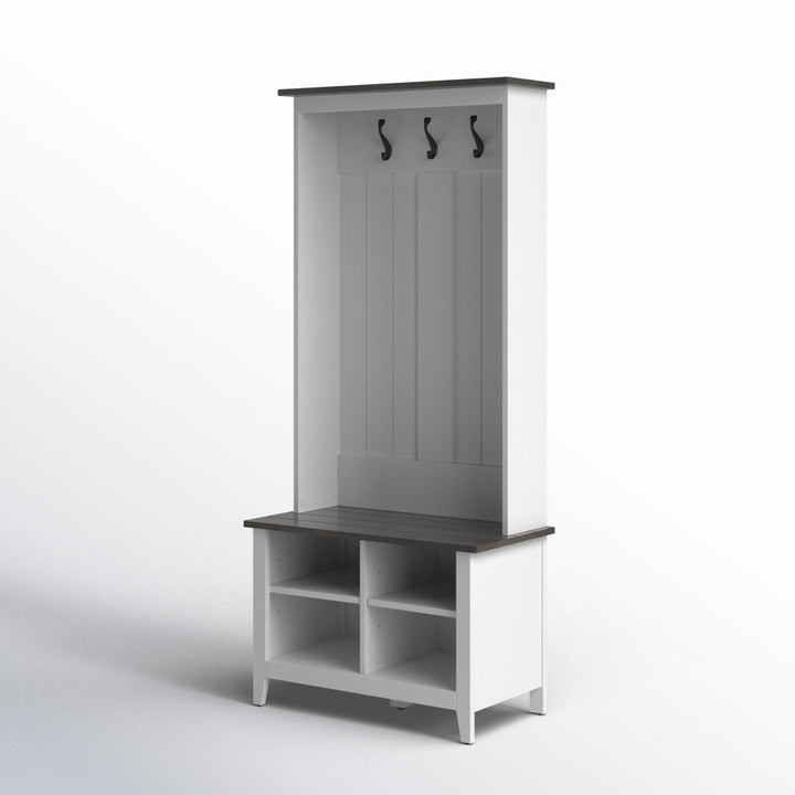Cleobury Hall Tree with Bench and Shoe Storage Laurel Foundry Modern Farmhouse® Color: White
