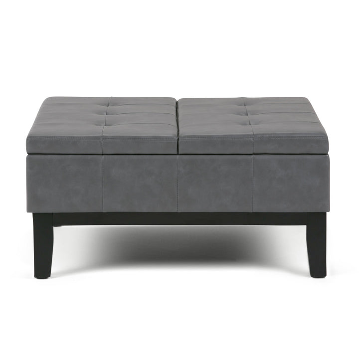 Dover Square Coffee Table Storage Ottoman,Assembled Simpli Home Fabric: Stone Gray