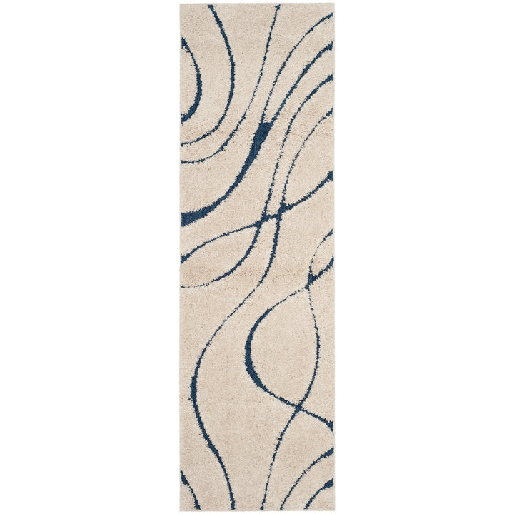 Ashal Abstract Cream/Blue Area Rug Wade Logan® Rug Size: Runner 2'3" x 11'