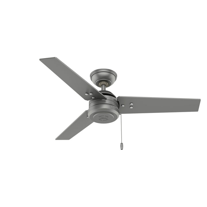 44" Cassius 3 - Blade Outdoor Standard Ceiling Fan with Pull Chain Hunter Fan Finish: Matte Silver
