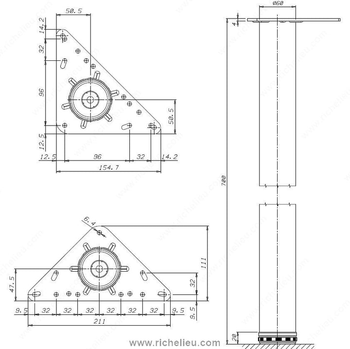Adjustable Table Leg Richelieu