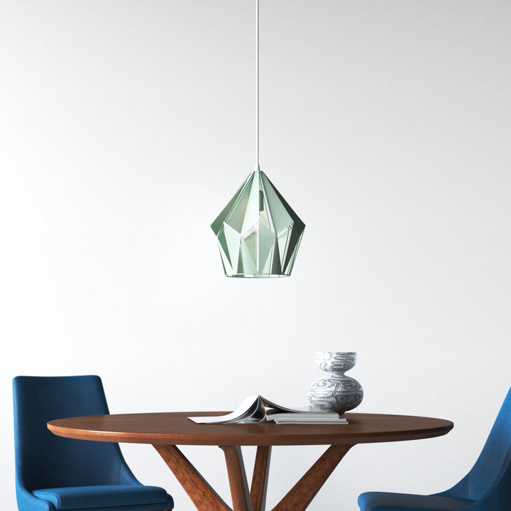 Hendry 1 - Light Single Geometric Pendant AllModern Size: 88.39" H x 12" W x 12" D Finish: Pastel Light Green