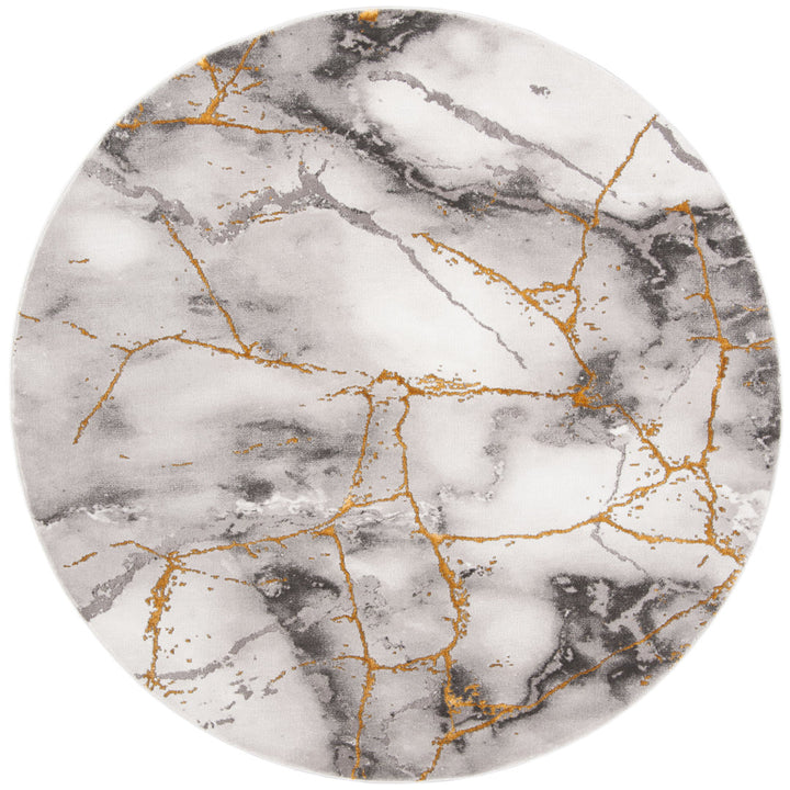 Swindle Abstract Grey/Gold Area Rug Wade Logan® Rug Size: Round 12'