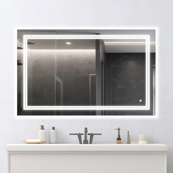 Soho LED Mirror with Defogger and Dimmable, Backlit + Front Lit. AQUADOM Size: 36" H x 40" W