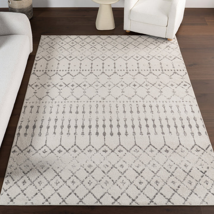 Giannini Geometric Moroccan Area Rug in Gray/ Off White Union Rustic Rug Size: Rectangle 9' x 12'