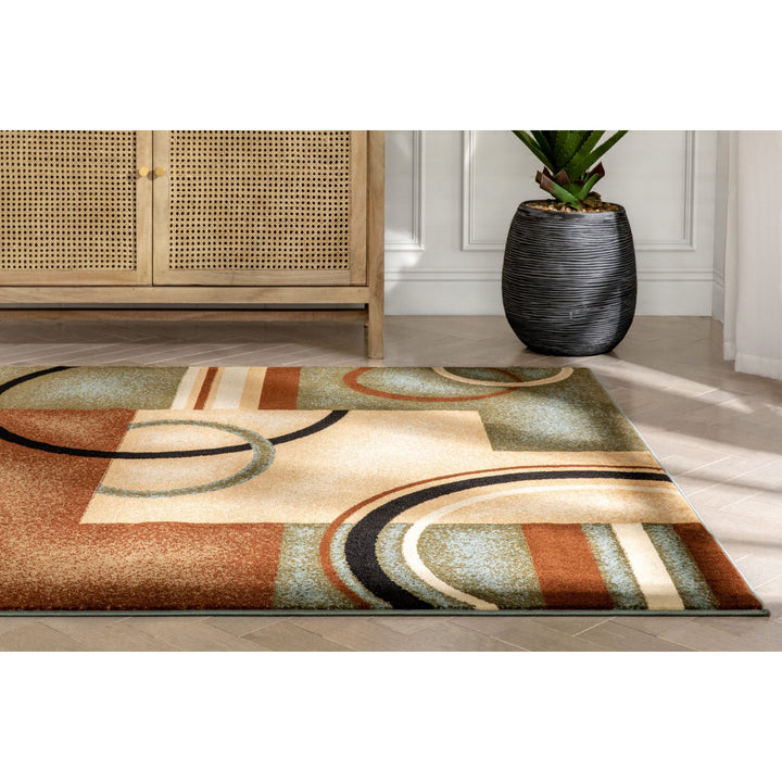 Abbie Arcs & Shapes Light Blue Modern Rug Winston Porter Rug Size: Rectangle 5'3" x 7'3"