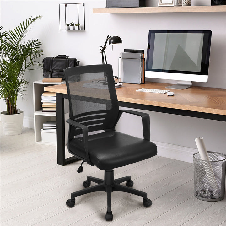 Office Mid Back Swivel Lumbar Support Mesh Chair Inbox Zero Upholstery Color: Black