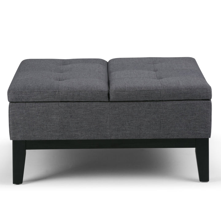 Dover Square Coffee Table Storage Ottoman,Assembled Simpli Home Fabric: Slate Gray