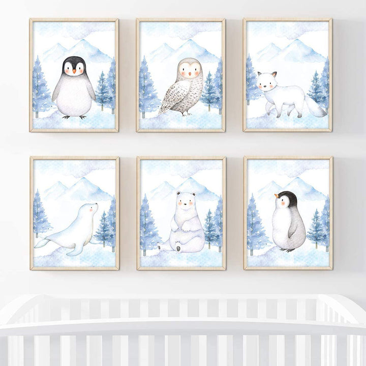 Davlos Penguin, Owl, Winter Fox, Bear, Seal 6-Piece Set Paper Print Harriet Bee