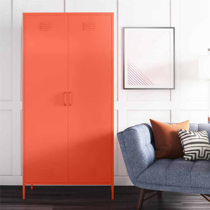 Cache 2 Door Tall Metal Locker Style Storage Cabinet Novogratz Finish: Orange