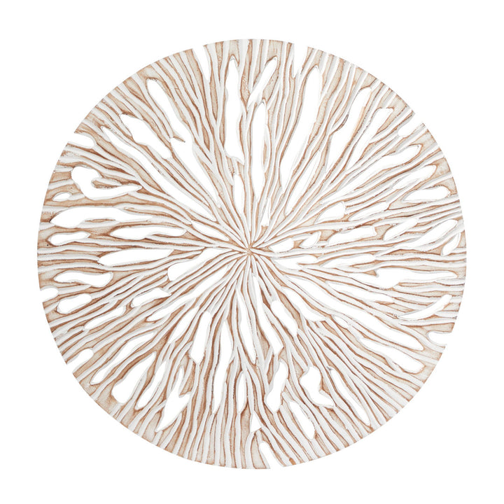 Beige Wood Handmade Intricately Carved Starburst Wall Decor Mistana™ Size: 47'' H X 47'' W X 1" D