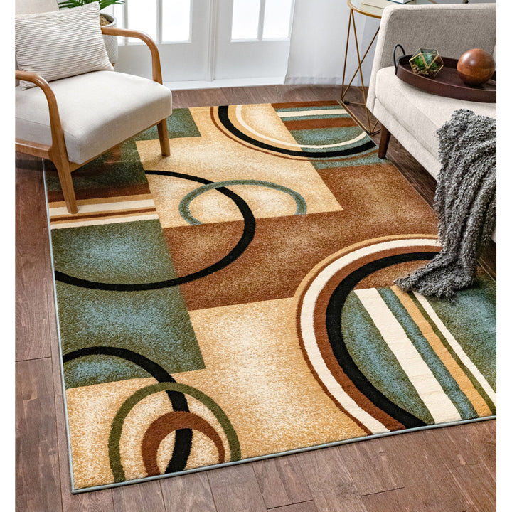 Abbie Arcs & Shapes Light Blue Modern Rug Winston Porter Rug Size: Rectangle 5'3" x 7'3"
