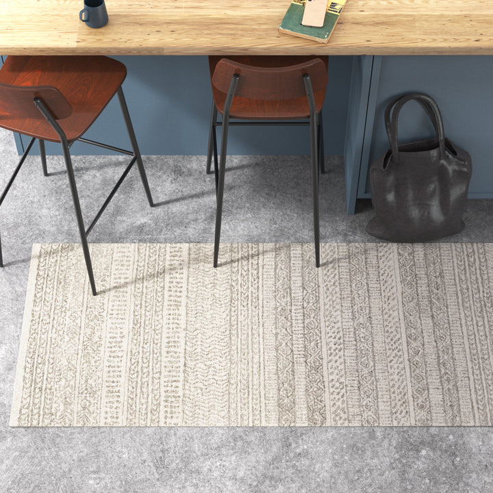 Lansing Geometric Hand-Tufted Wool Gray/Cream Area Rug Steelside™ Rug Size: Runner 2'6" x 6'