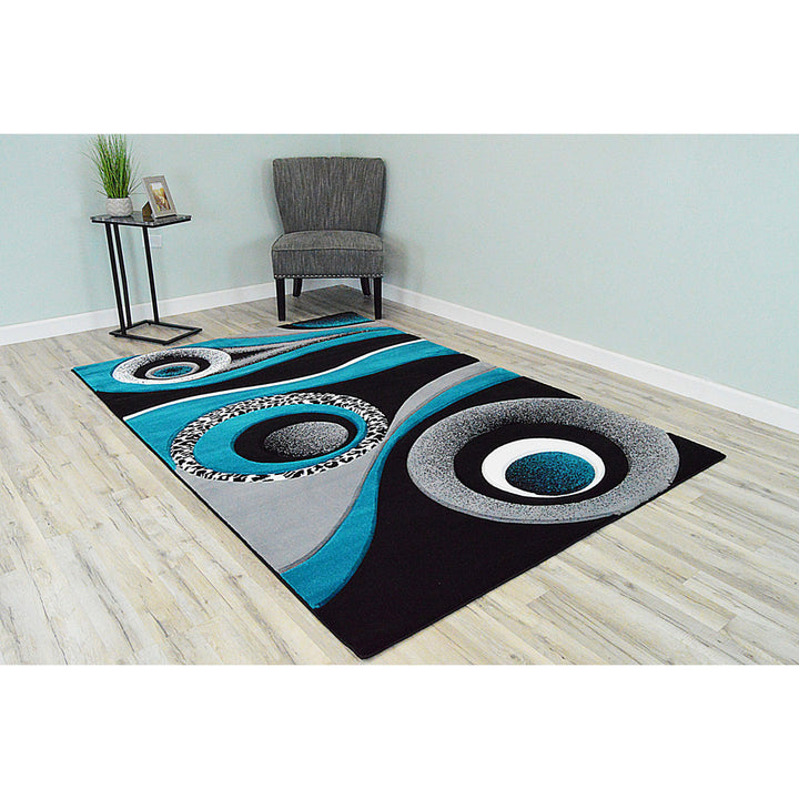 Mccampbell Abstract Turquoise/Gray/Black Area Rug Ivy Bronx Rug Size: Rectangle 8' x 11'