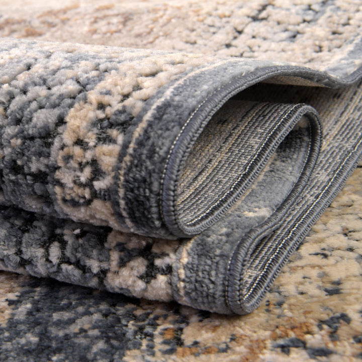 Arloa Oriental Beige/Navy Blue Area Rug Lark Manor™ Rug Size: Round 7'