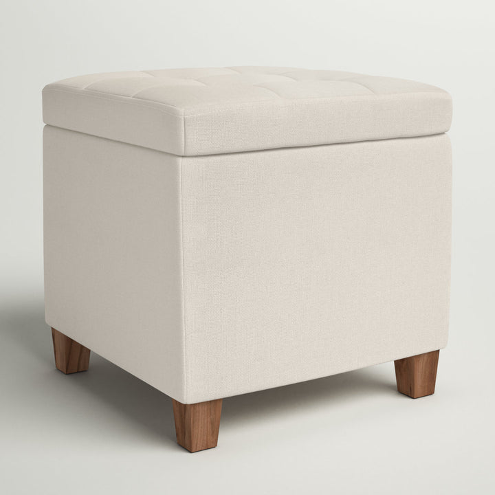 Ana 17.5" Wide Tufted Square Storage Ottoman Andover Mills™ Body Fabric: Cream