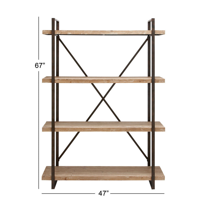 Wood 4 Shelves Storage Brown Shelving Unit 17 Stories