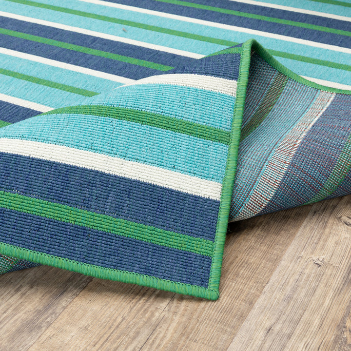 Deltana Striped Blue/Green Indoor/Outdoor Area Rug Lark Manor™ Rug Size: Rectangle 7'10" x 10'10"