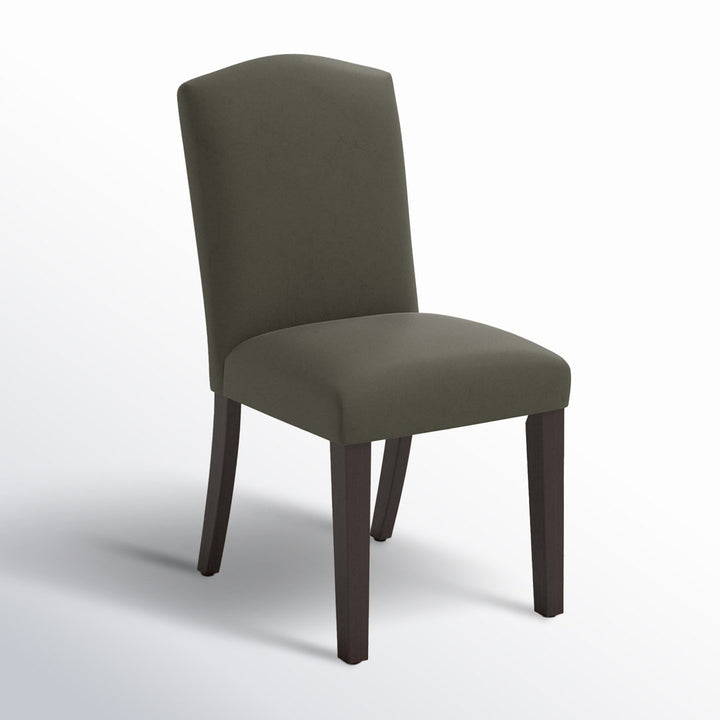 Estrela Upholstered Dining Chair Birch Lane™ Leg Color: Espresso, Upholstery Color: Velvet Pewter